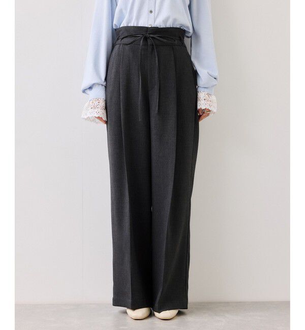 VIS「サマーツイードリボンベルトパンツ/UVケア・イージーケア」|チノ|