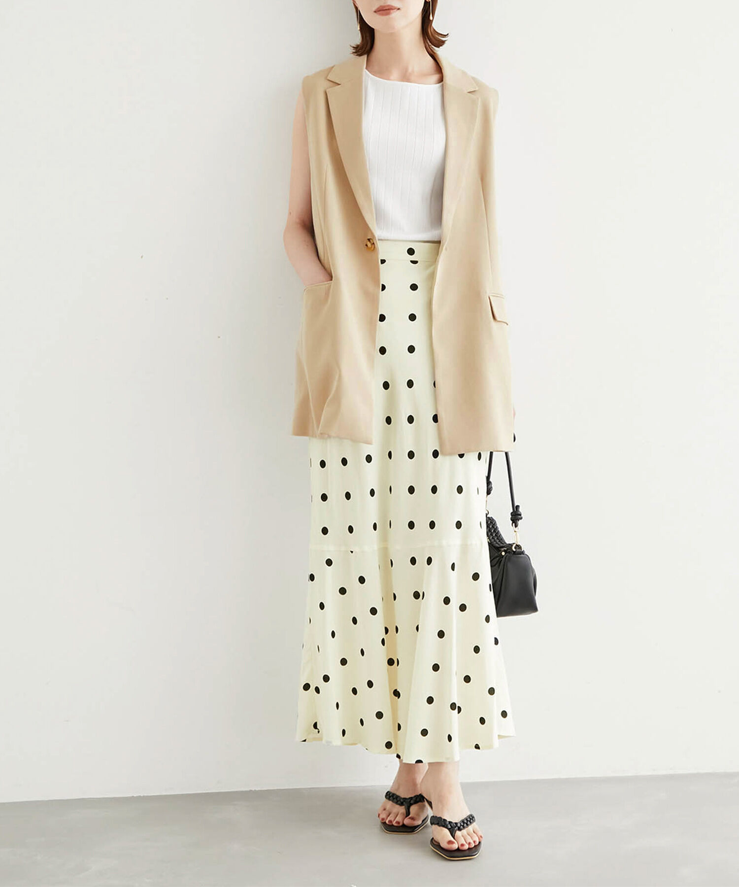 Rope&rsquo;Picnic「ドット/花柄麻混マーメイドスカート」|スカート|