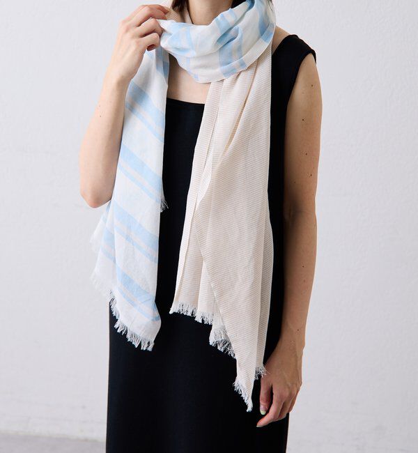  「【PAPILLONNER/パピヨネ】アシンメトリーボーダーストール」|ストール|