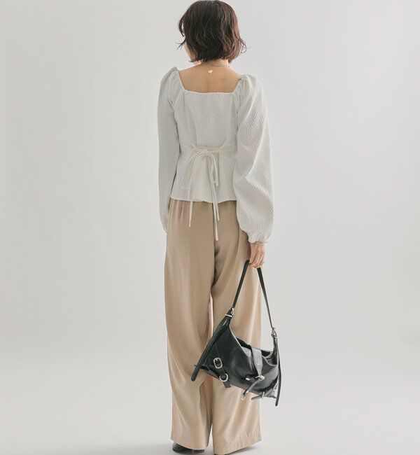  「【オールシーズン対応/WEB限定アイボリー】フリルイージーパンツ」|チノ|