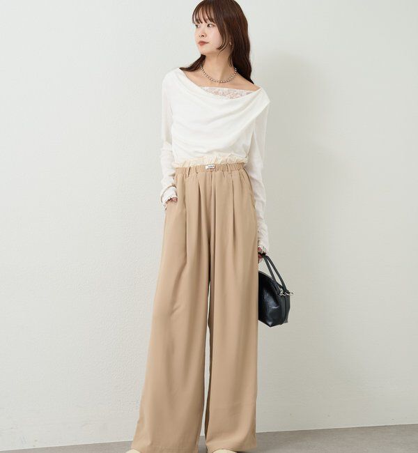  「【オールシーズン対応/WEB限定アイボリー】フリルイージーパンツ」|チノ|
