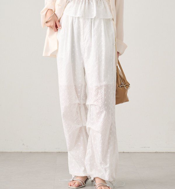  「コットン刺繍ドロストパンツ」|チノ|