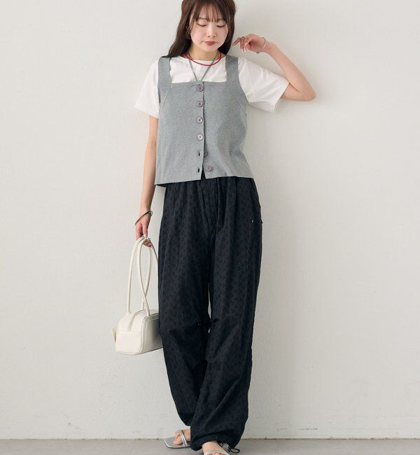  「コットン刺繍ドロストパンツ」|チノ|