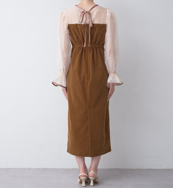  「【結婚式/ドレス/サイズ展開あり】配色シアーベアデザインワンピース」|ドレス|