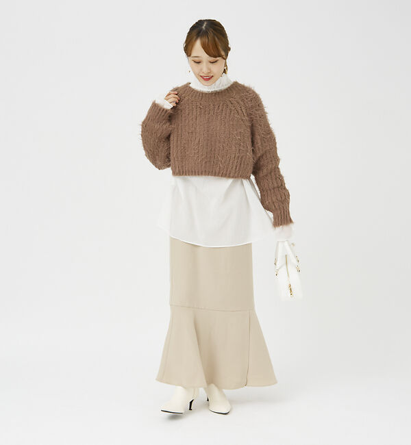 Rouge vif「【一部店舗限定】フェザーヤーンショート丈ニット」|ニット・セーター|