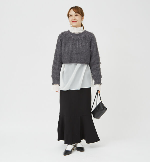 Rouge vif「【一部店舗限定】フェザーヤーンショート丈ニット」|ニット・セーター|