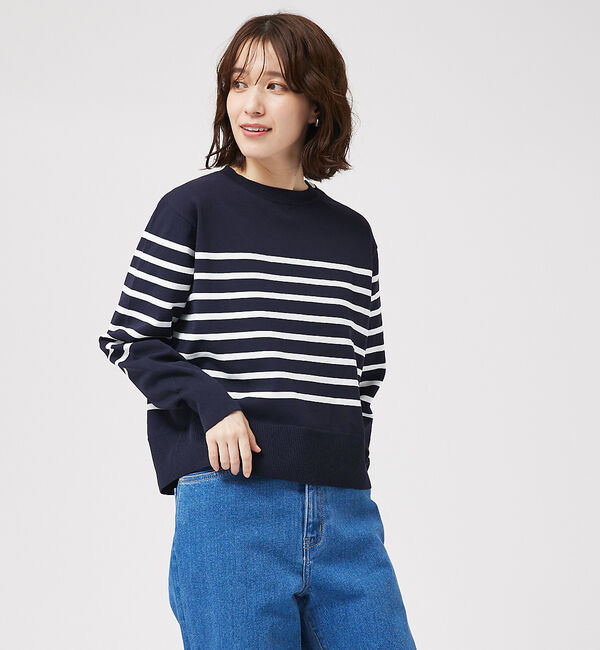 abahouse mavie「【セットアップ対応】ボーダーニットプルオーバー」|ニット・セーター|