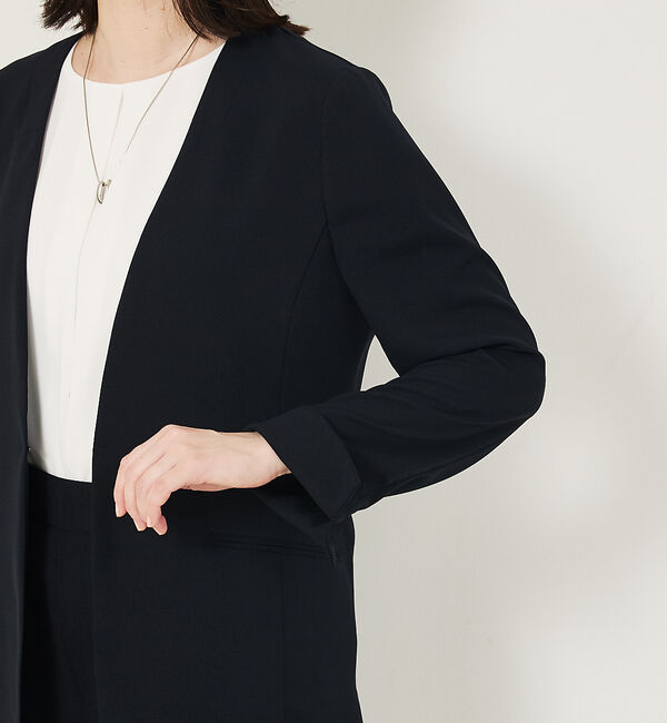 abahouse mavie「【エニデイカセット・サマー】 ジョーゼットノーカラージャケット」|ノーカラージャケット|