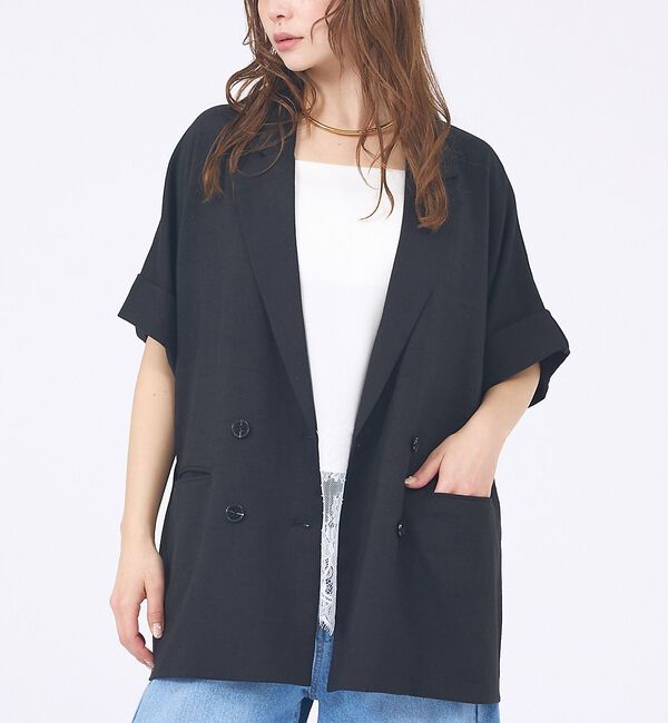 abahouse mavie「【大好評につき再登場！】ハーフスリーブジャケット【予約】」|テーラードジャケット|ブラック
