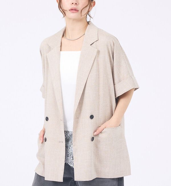 abahouse mavie「【大好評につき再登場！】ハーフスリーブジャケット【予約】」|テーラードジャケット|ベージュ