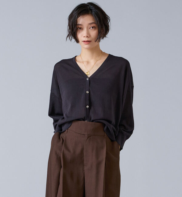 Liesse「V開きカーディガン」|カーディガン|ブラック