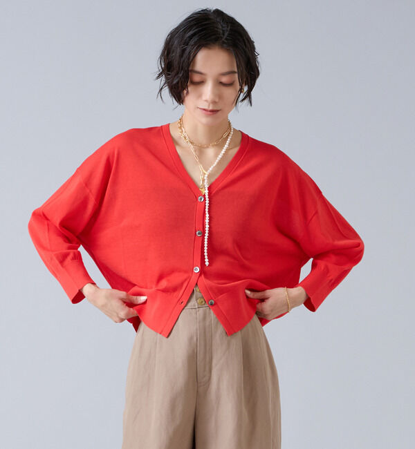 Liesse「V開きカーディガン」|カーディガン|レッド