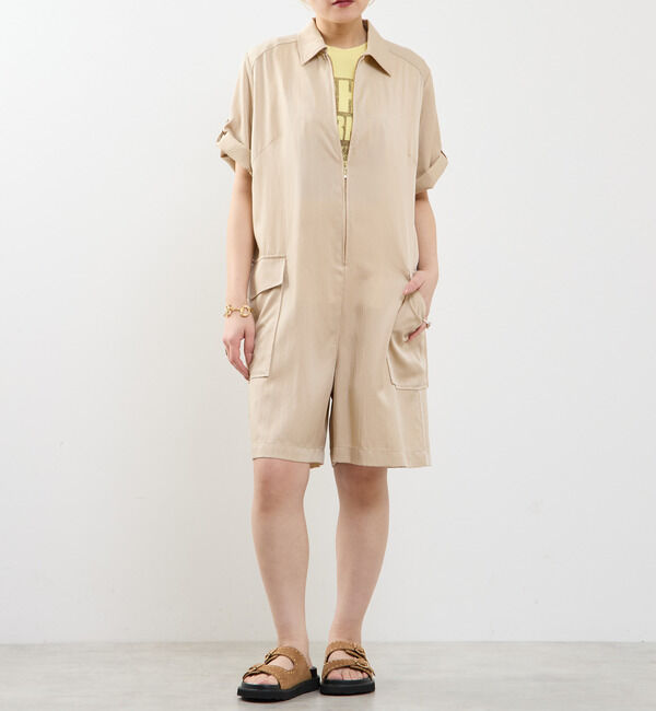 SOFFITTO「《接触冷感》フロントファスナーサロペット」|オールインワン|