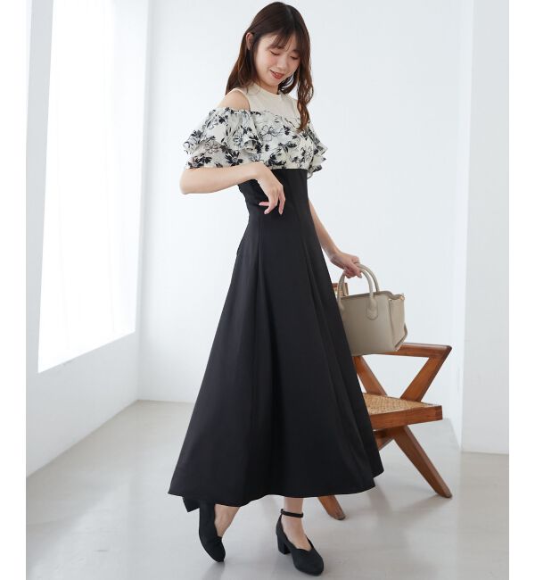  「ウエストきゅっとフリルフレアワンピ」|ワンピース|