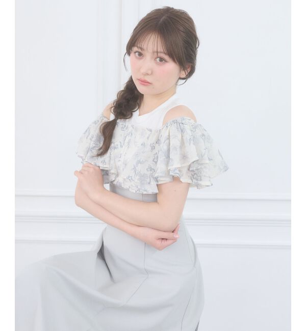  「ウエストきゅっとフリルフレアワンピ」|ワンピース|