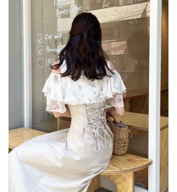  「ウエストきゅっとフリルフレアワンピ」|ワンピース|