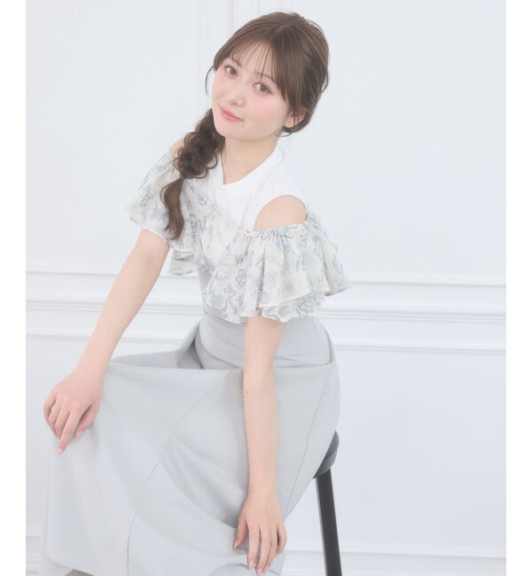  「ウエストきゅっとフリルフレアワンピ」|ワンピース|