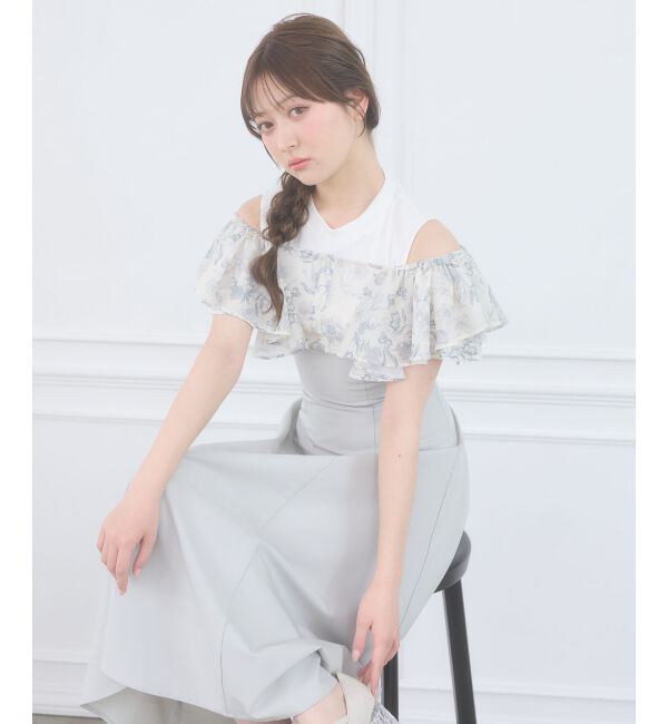  「ウエストきゅっとフリルフレアワンピ」|ワンピース|