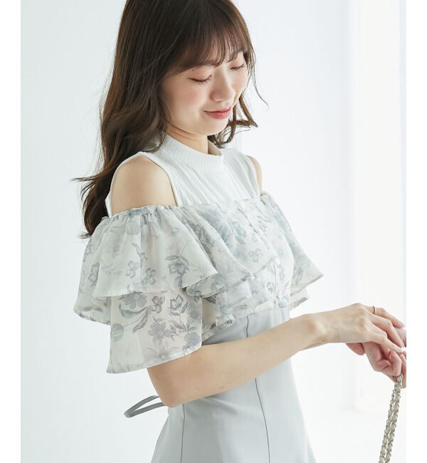  「ウエストきゅっとフリルフレアワンピ」|ワンピース|