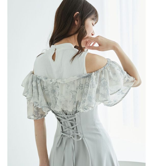  「ウエストきゅっとフリルフレアワンピ」|ワンピース|