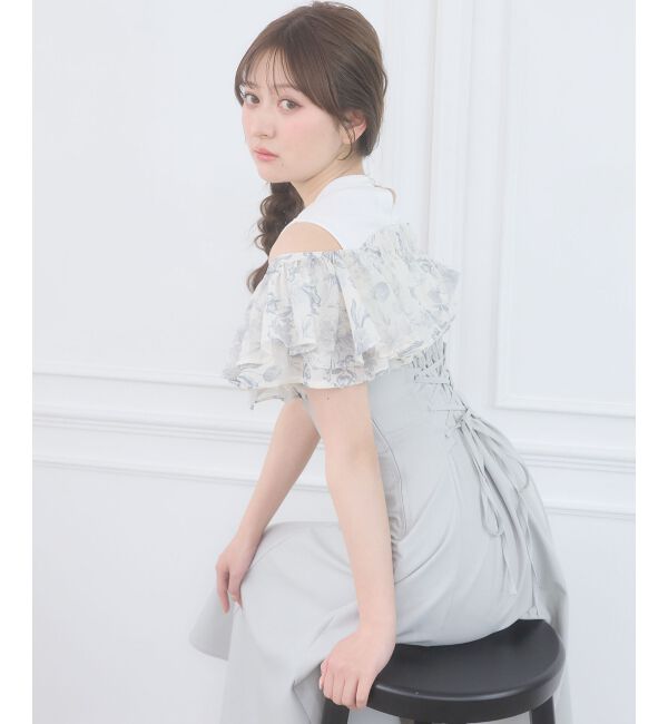  「ウエストきゅっとフリルフレアワンピ」|ワンピース|