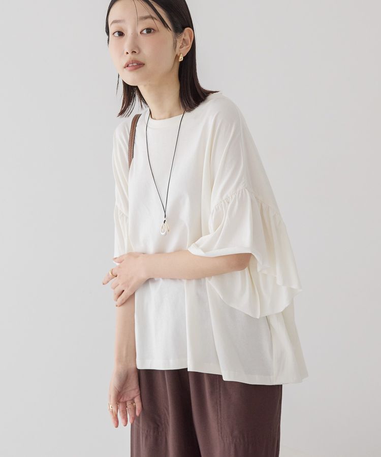 AMERICAN HOLIC「バックフリル半袖プルオーバー」|Tシャツ・カットソー|Off White