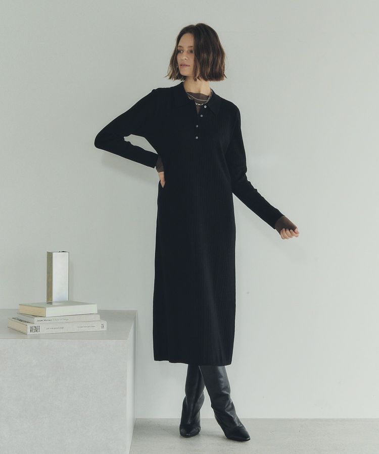 YECCA VECCA「襟付きニットワンピース」|ワンピース|