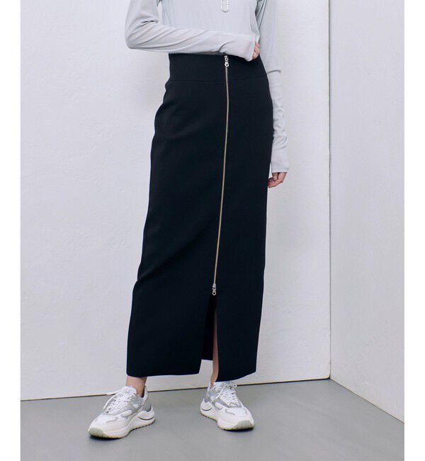 allureville「センタージップ2WAYニットスカート」|タイト|ブラック