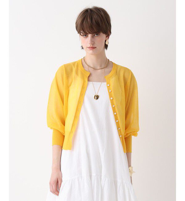 allureville「シアーラミスキッパーカーディガン」|ニット・セーター|イエロー