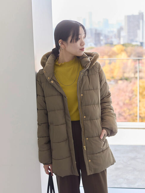 Samansa Mos2 blue「スタイルアップパデットコート」|その他|カーキ