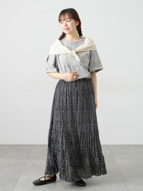 Samansa Mos2「三角ストール付カットワーク刺繍Tシャツ」|Tシャツ・カットソー|