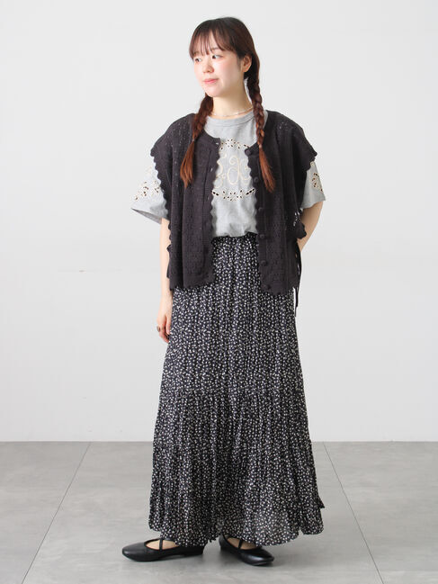 Samansa Mos2「三角ストール付カットワーク刺繍Tシャツ」|Tシャツ・カットソー|