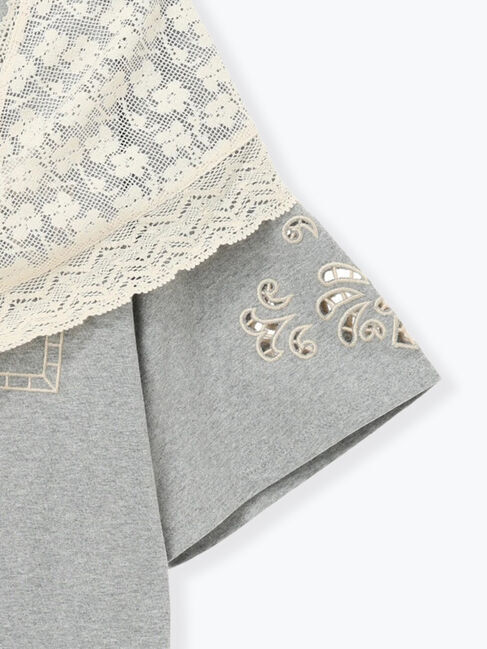 Samansa Mos2「三角ストール付カットワーク刺繍Tシャツ」|Tシャツ・カットソー|