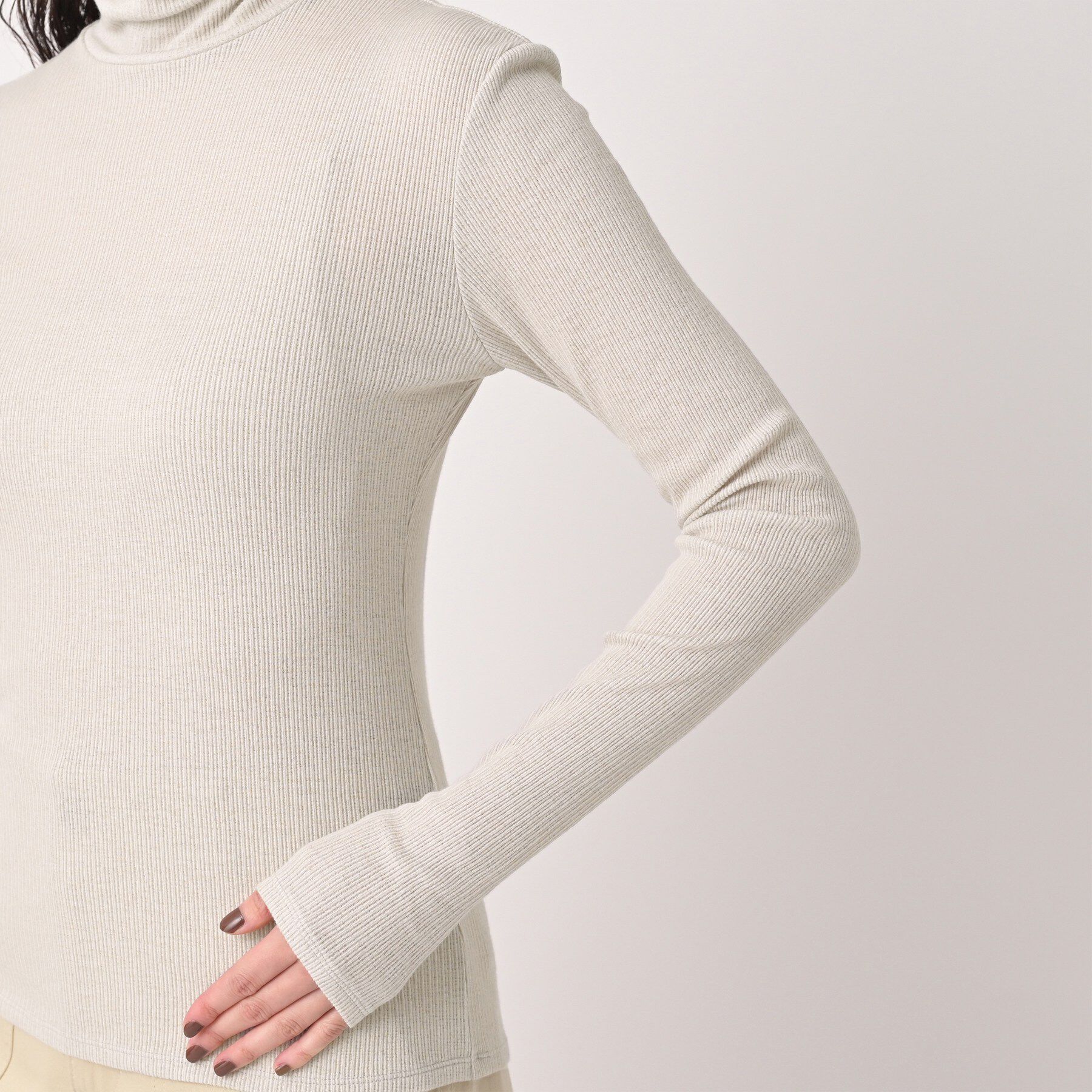 UNTITLED「【洗える/レイヤードインナー】ナチュラルテレコハイネックプルオーバー」|Tシャツ・カットソー|