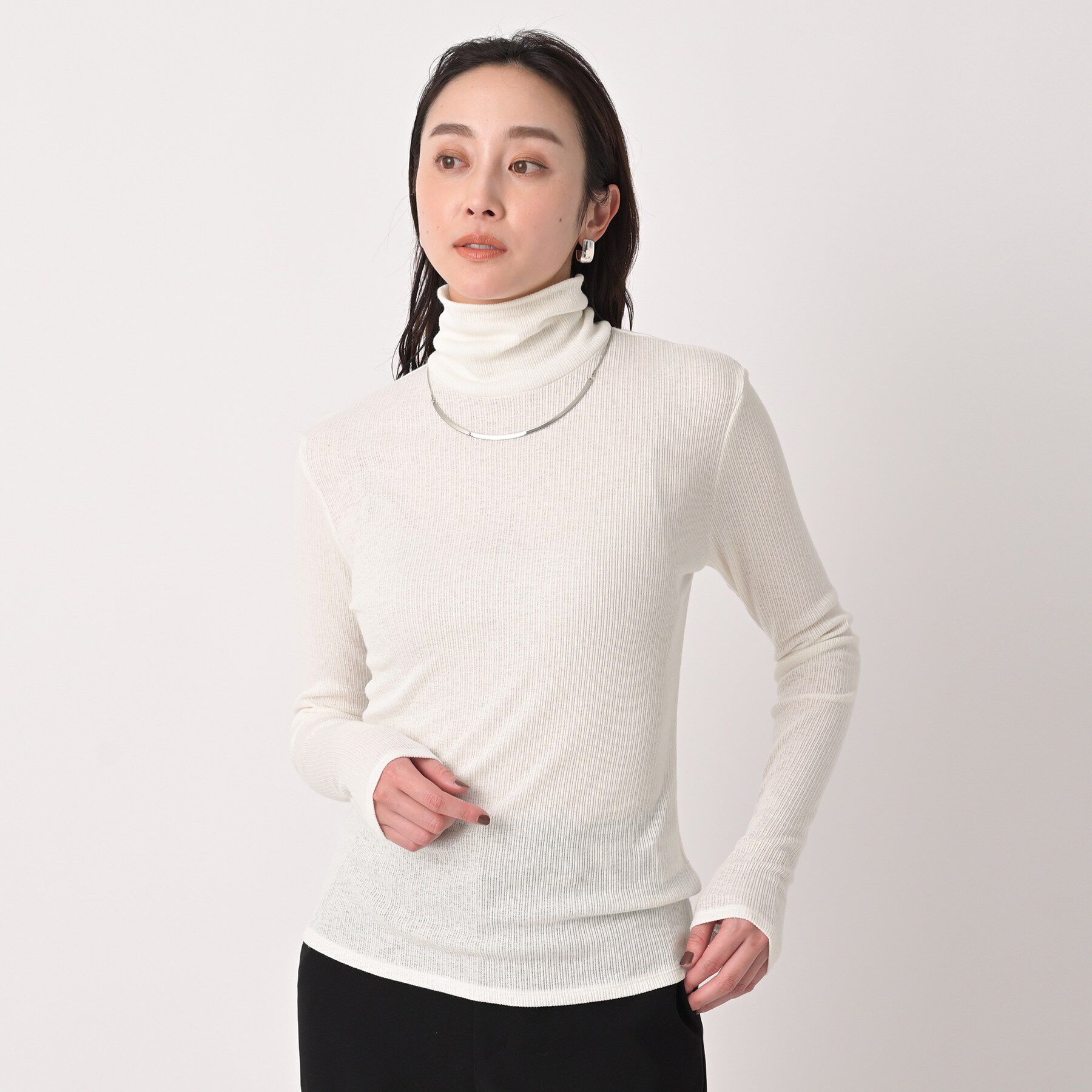 UNTITLED「【洗える/レイヤードインナー】ナチュラルテレコハイネックプルオーバー」|Tシャツ・カットソー|