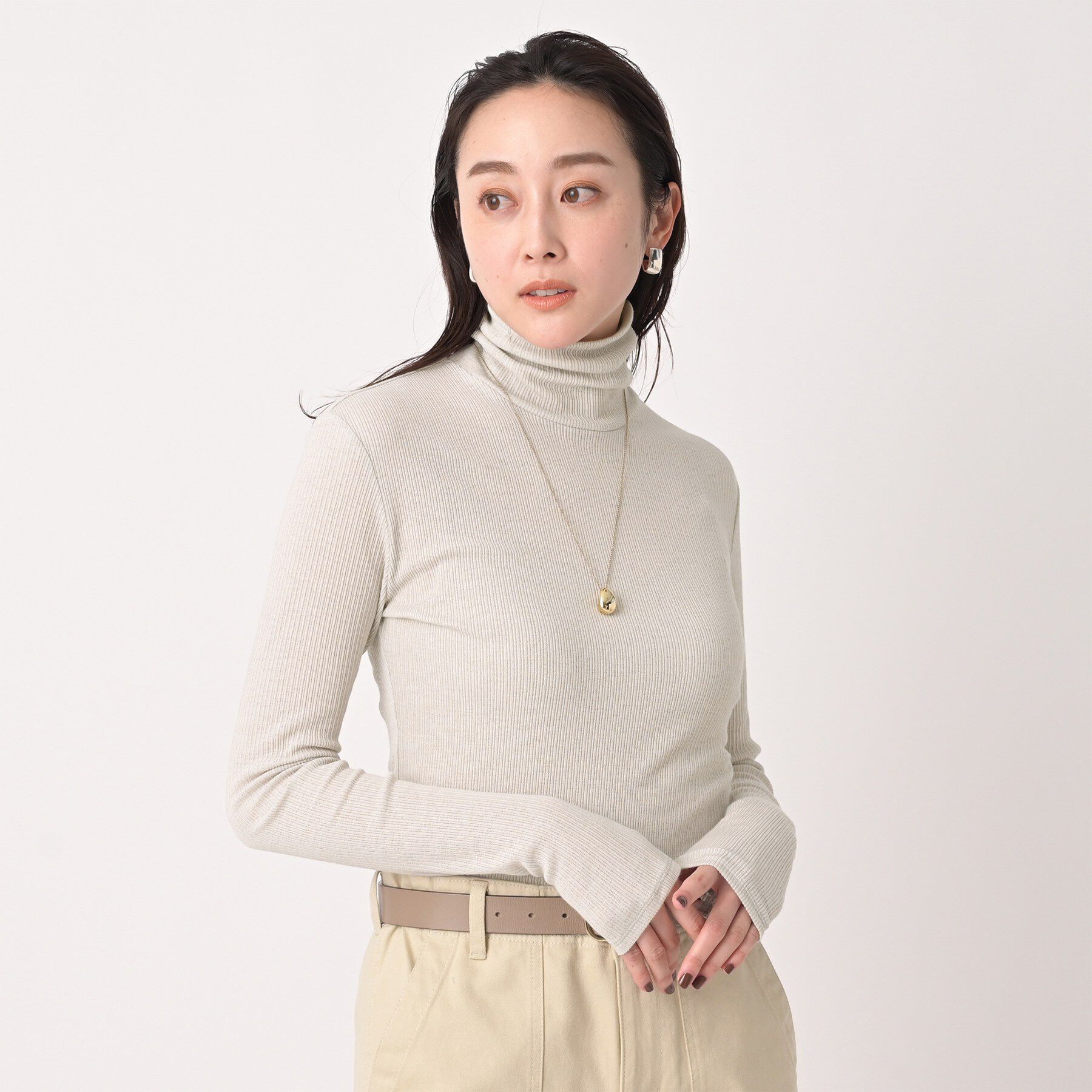 UNTITLED「【洗える/レイヤードインナー】ナチュラルテレコハイネックプルオーバー」|Tシャツ・カットソー|