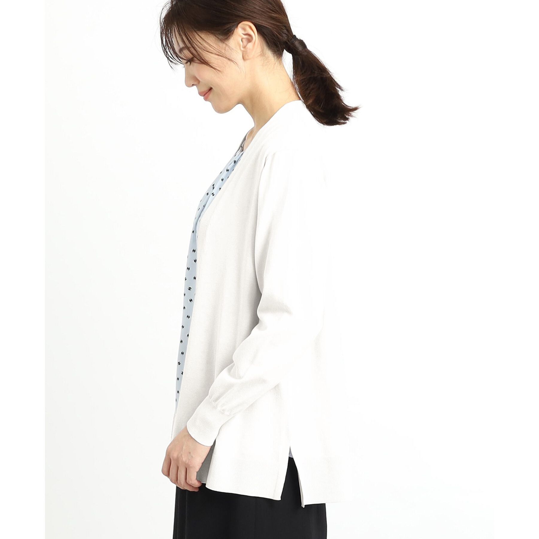 Reflect「【夏SALE／単品使いもできる】プリントブラウス着流しカーディガンニット」|カーディガン|