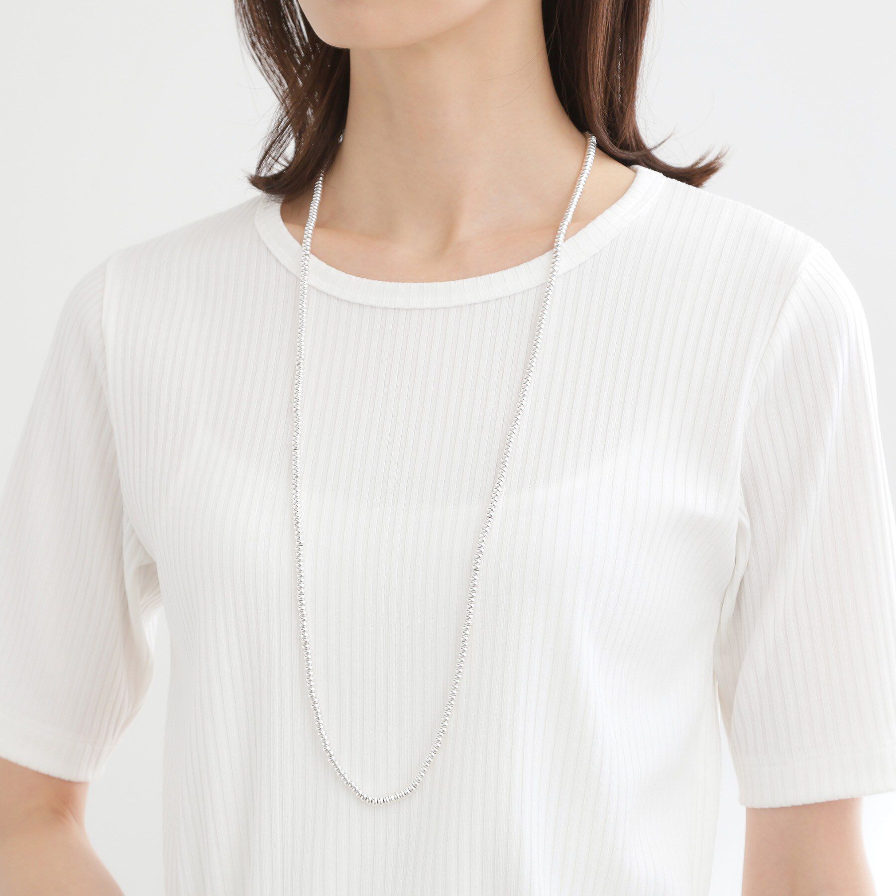 Reflect「シルバービーズロングネックレス」|ネックレス|