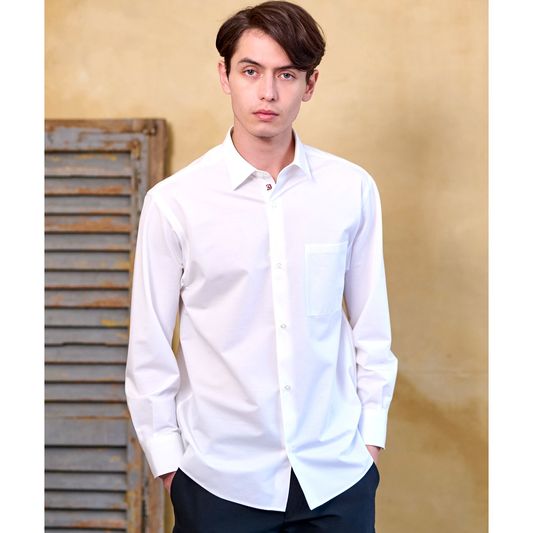 DRESSTERIOR「46Gジャージー リラックスシャツ」|シャツ・ブラウス|ホワイト(001)