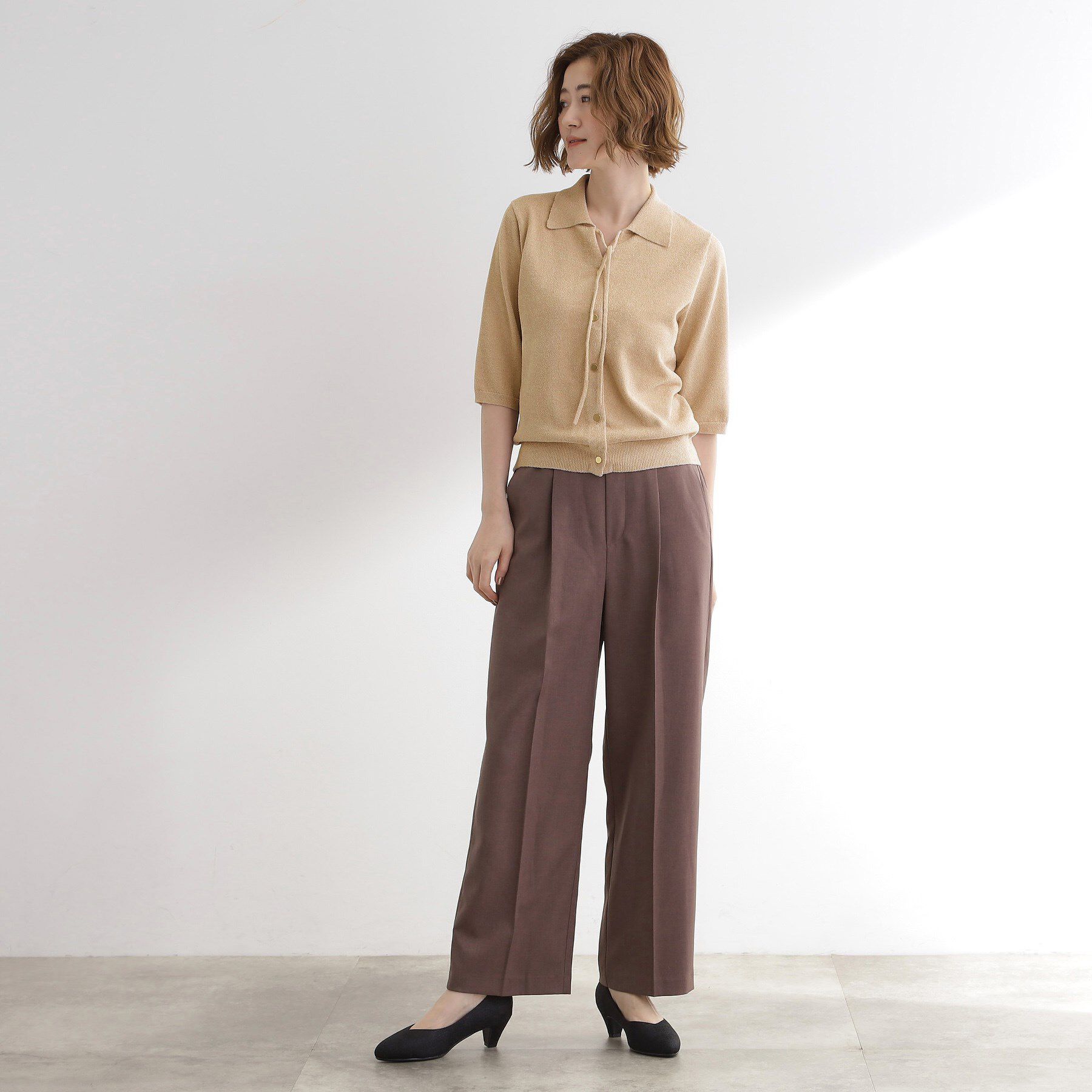 grove「華やぐラメモールで秋先取り　衿付きプルオーバーニット」|ニット・セーター|