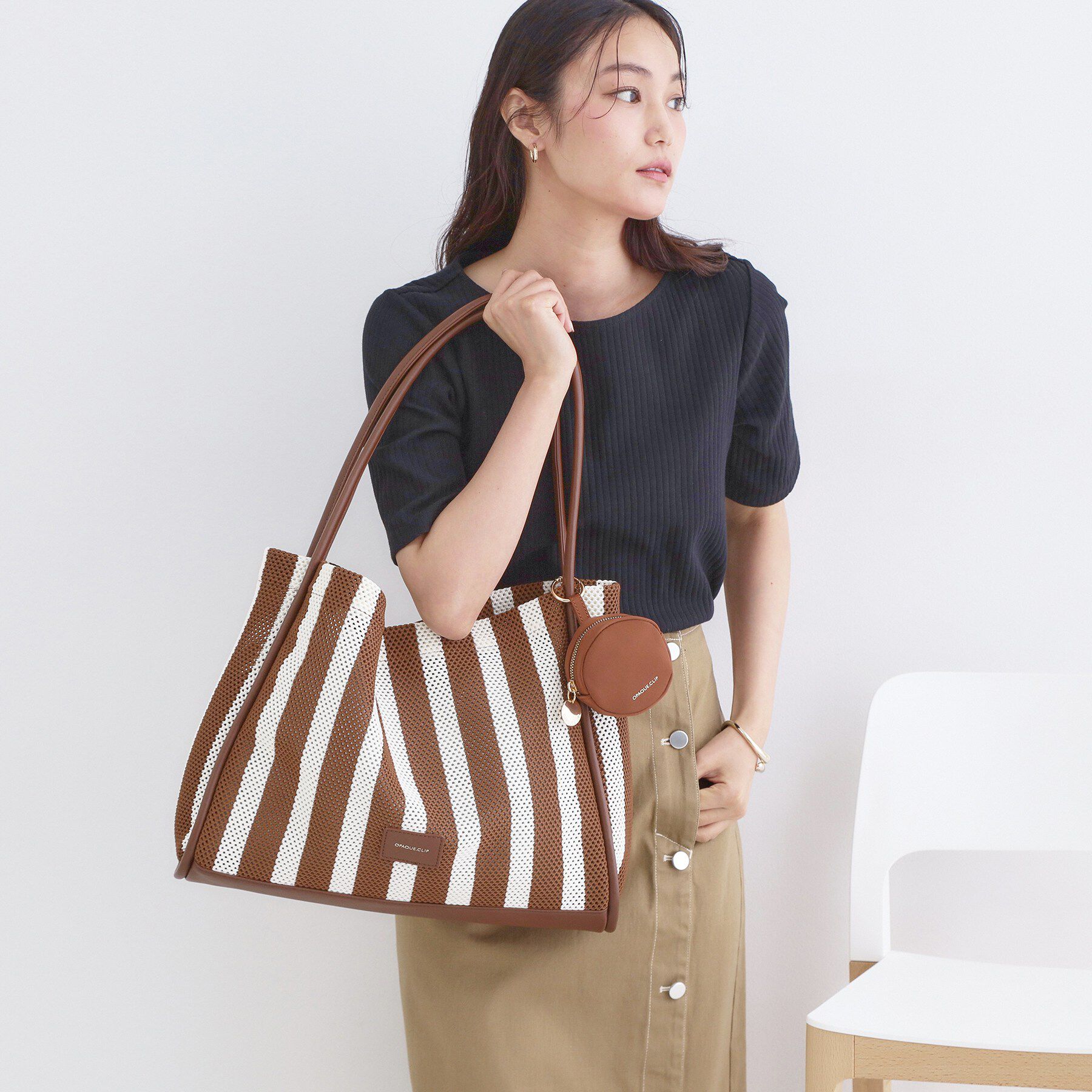 OPAQUE.CLIP「ミニポーチ付きメッシュトートバッグ【大容量】」|トートバッグ|