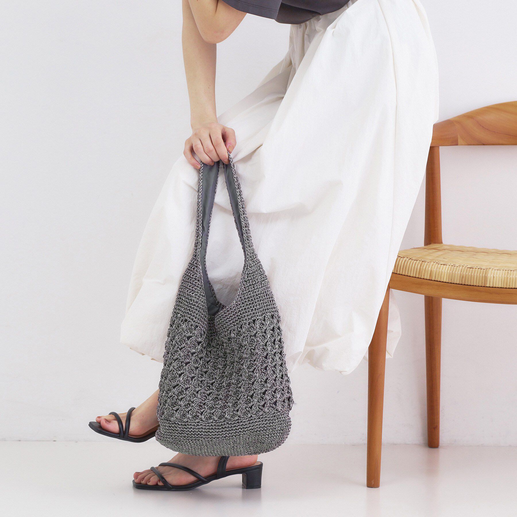 OPAQUE.CLIP「カギ針ラメワンショルダーバッグ」|ショルダー・メッセンジャー|ブラックシルバー(0