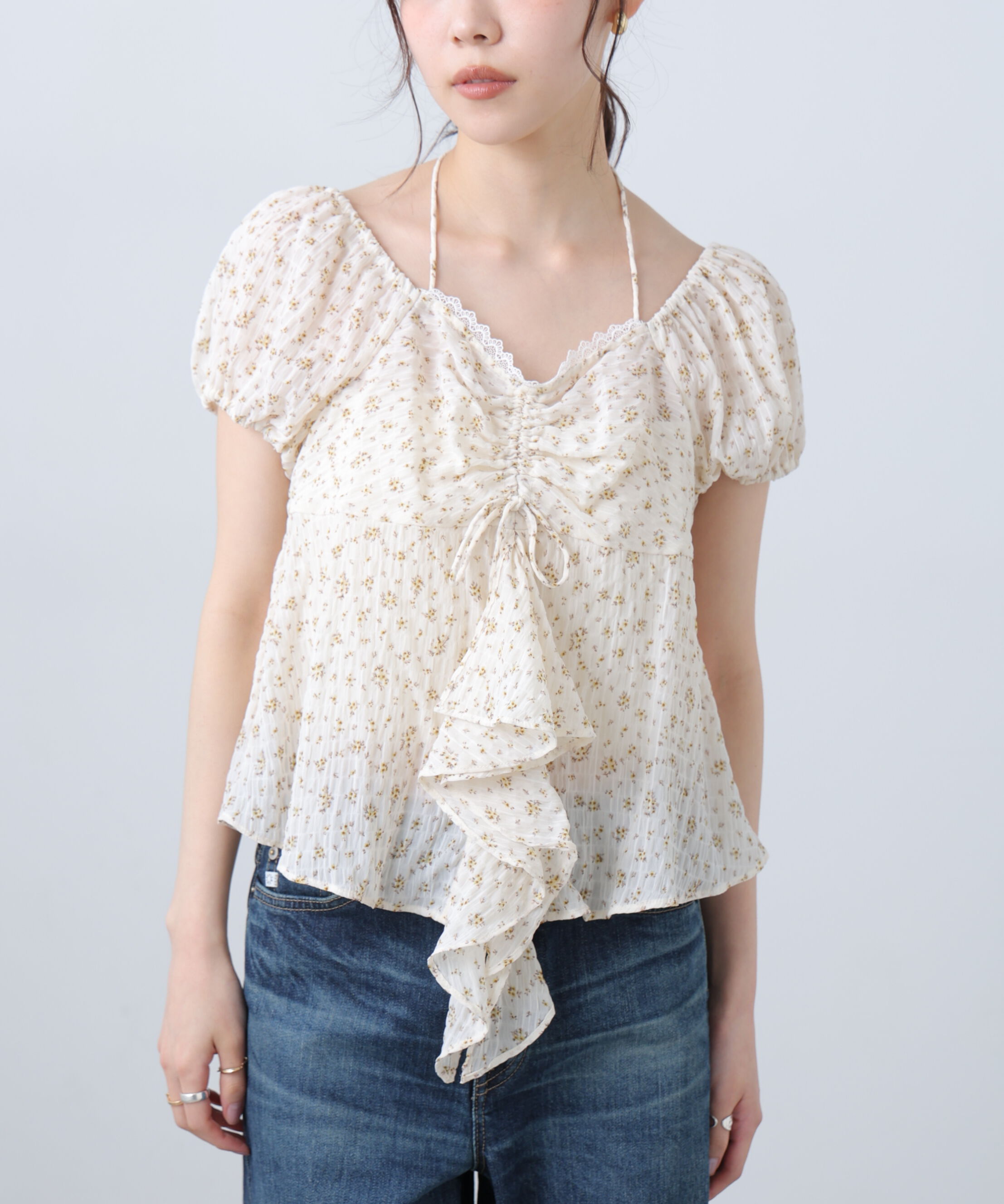  「フラワー2wayラッフルブラウス」|シャツ・ブラウス|