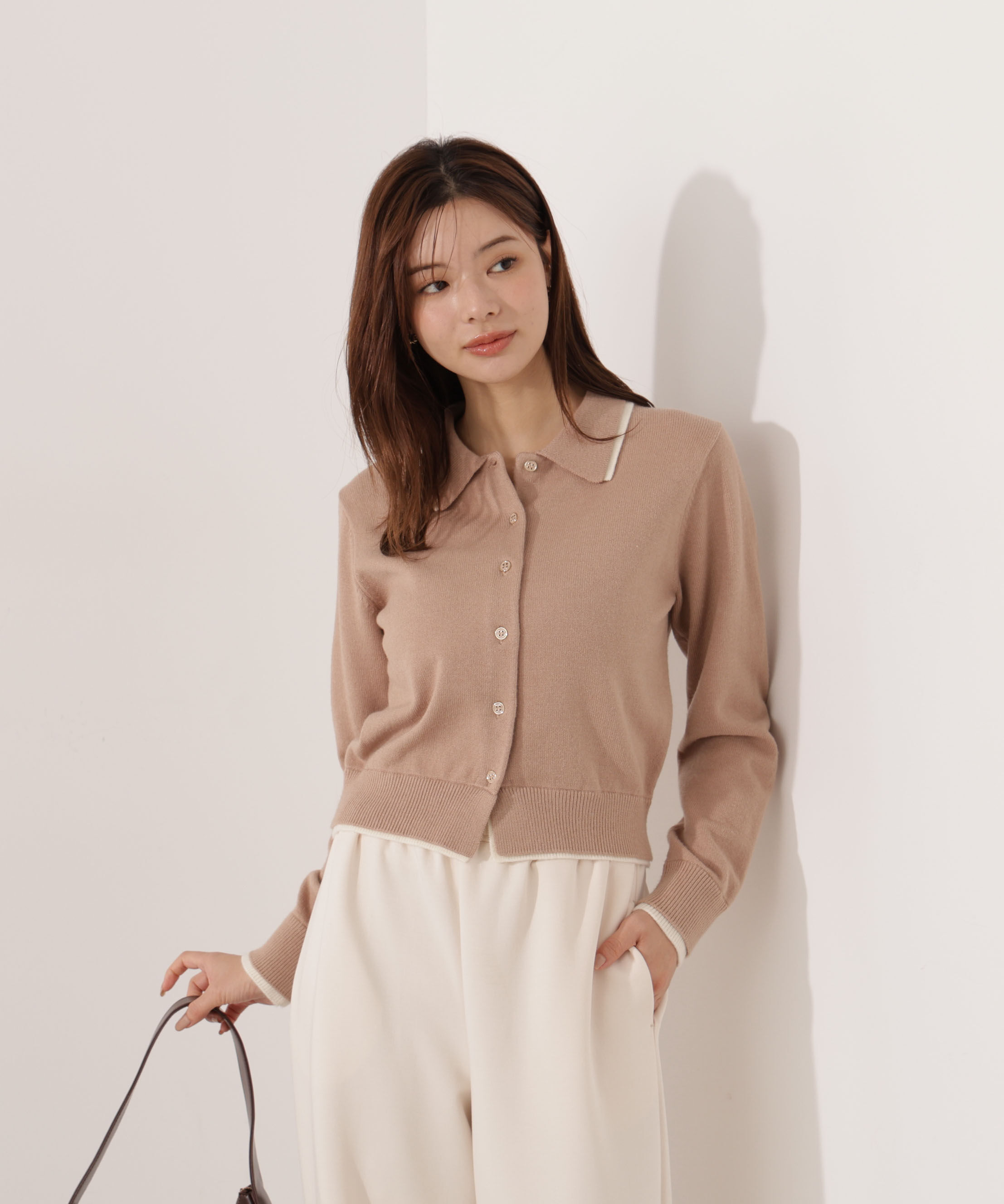 PROPORTION BODY DRESSING「＜ウォッシャブル＞ポロレイヤード風ニット」|カーディガン|