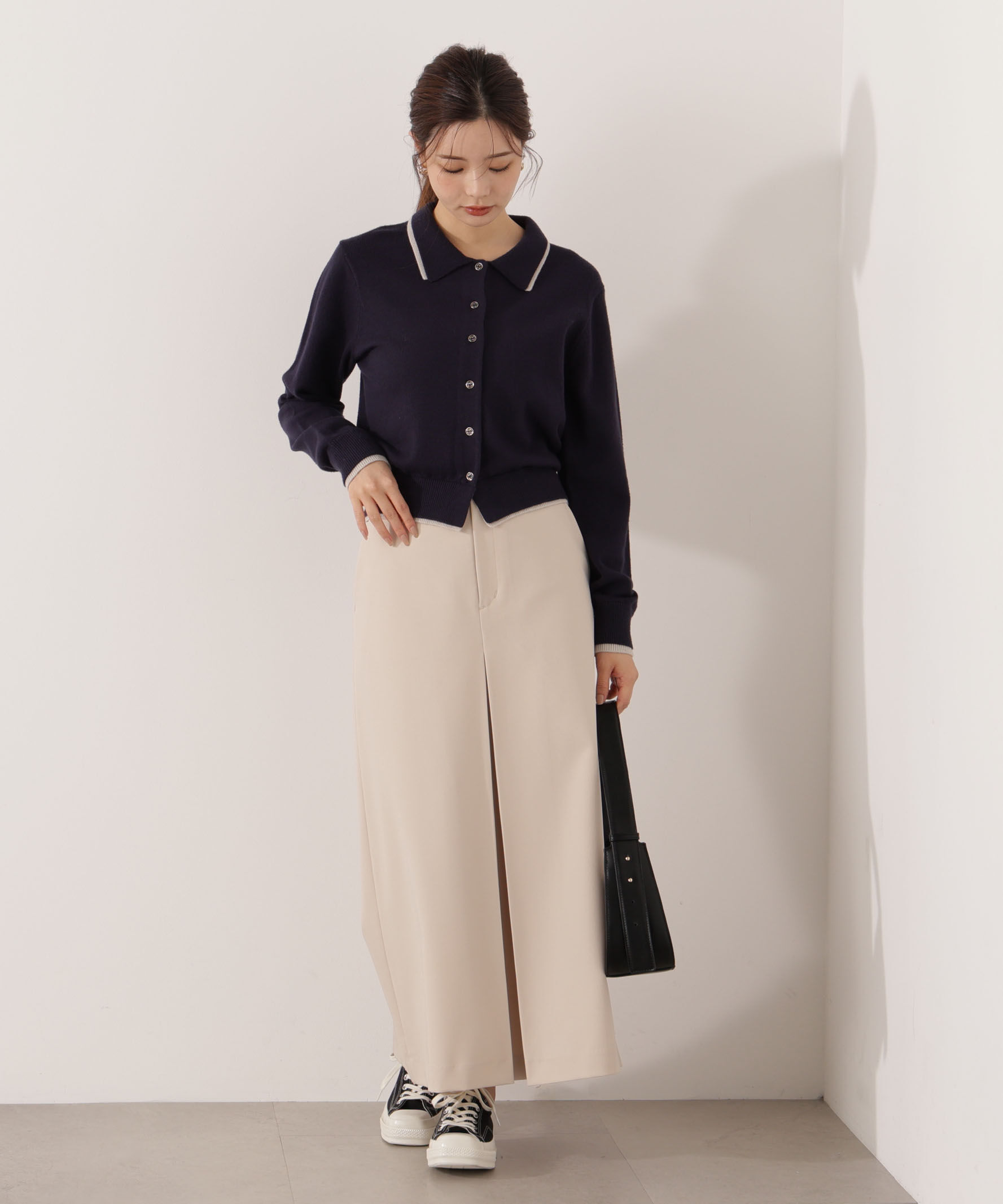 PROPORTION BODY DRESSING「＜ウォッシャブル＞ポロレイヤード風ニット」|カーディガン|