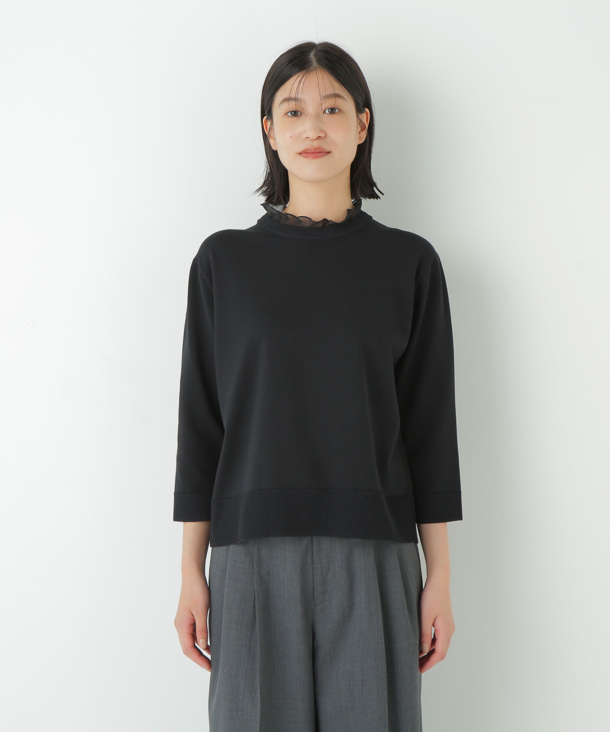  「◆綿ポリエステル取外し衿付プルオーバー」|ニット・セーター|