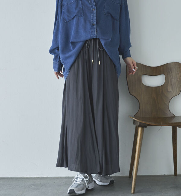 Doux archives「とろみサテンギャザースカート」|スカート|
