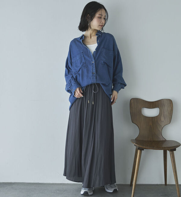 Doux archives「とろみサテンギャザースカート」|スカート|