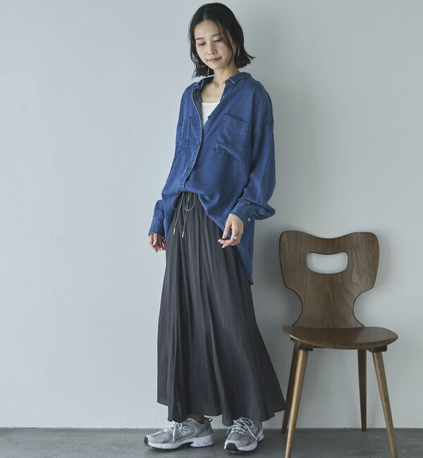 Doux archives「とろみサテンギャザースカート」|スカート|