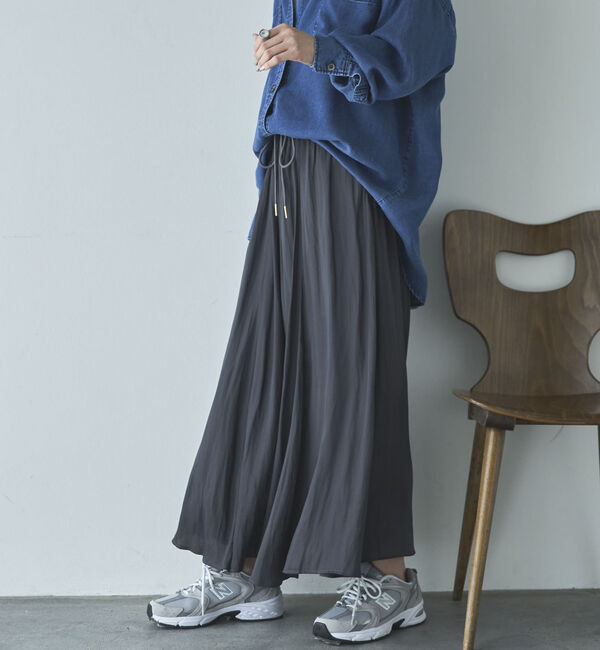 Doux archives「とろみサテンギャザースカート」|スカート|